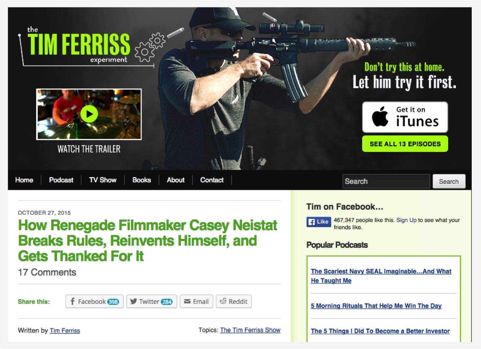 Tim Ferriss Homepage