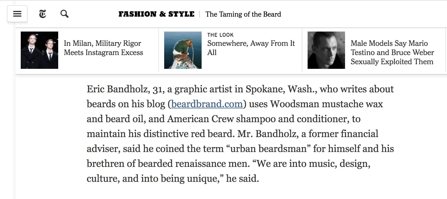 Screenshot showing a content piece on beardbrand