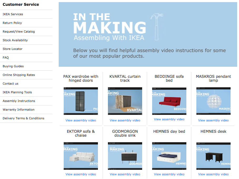 Screenshot showing a page on ikea.com