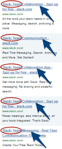 Screenshot showing different ads for Slack