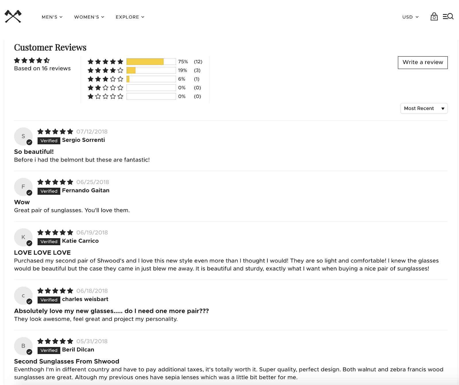 Screenshot showing Amazon reviews for a product