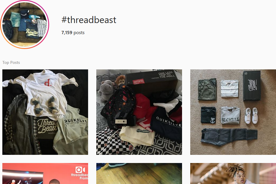 Screenshot showing an instagram search for a tag