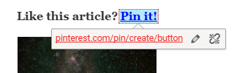 Screenshot showing a "pin it" button