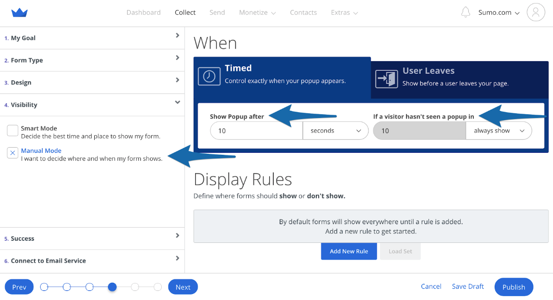 Screenshot showing Sumo form settings