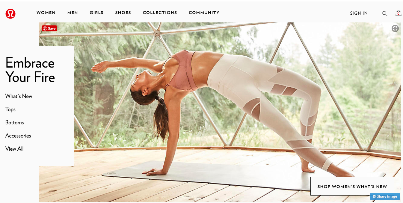 Screenshot showing a landing page