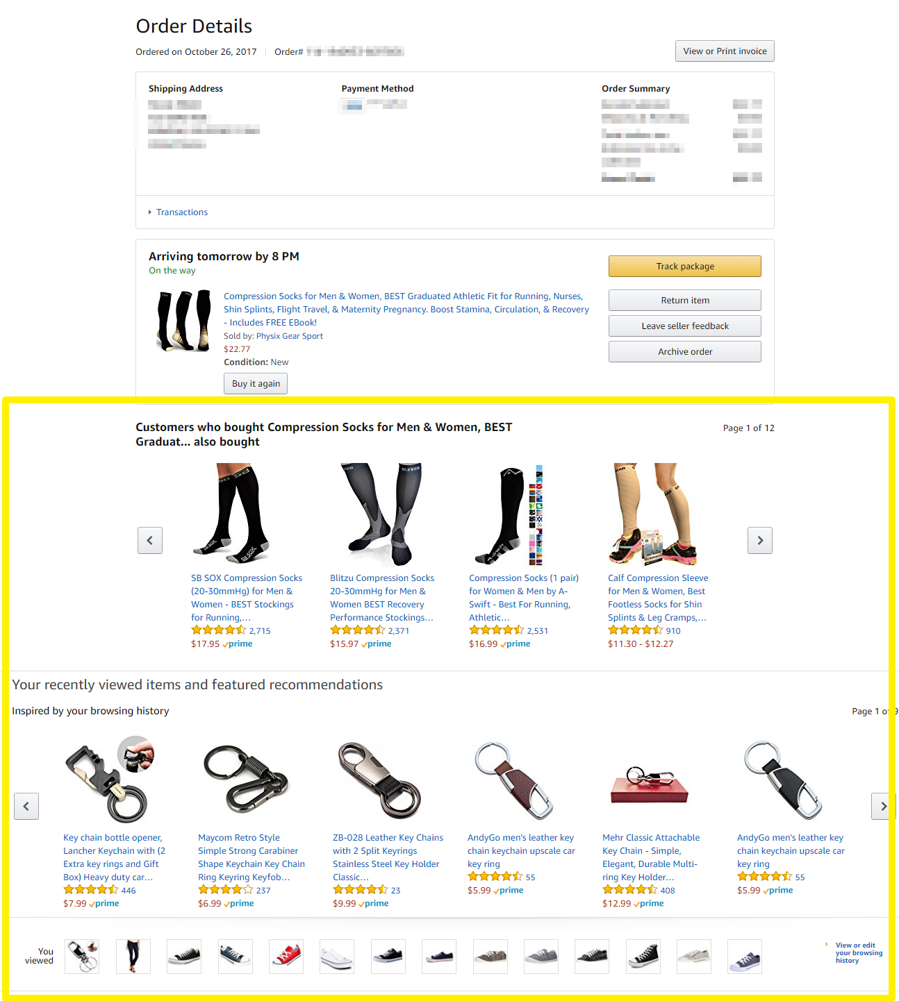 Screenshot showing recommended products on an amazon product page