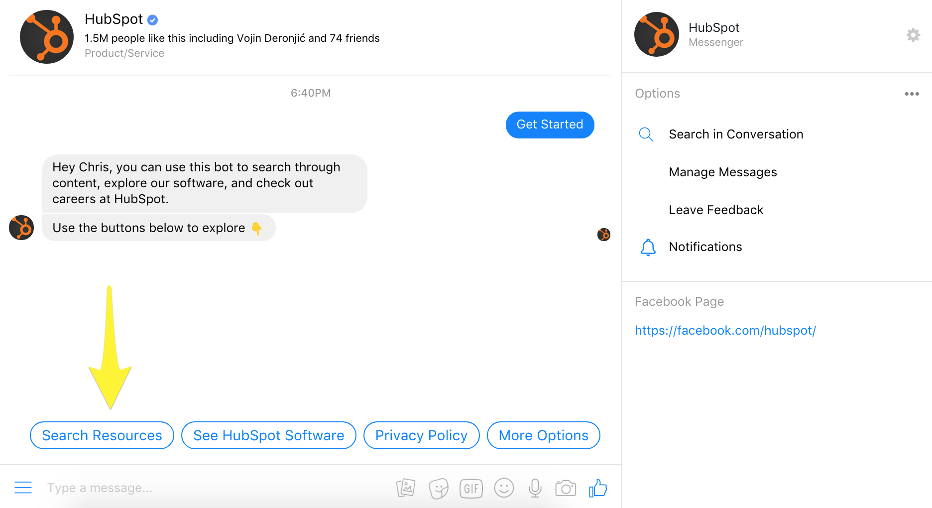 Screenshot showing a messenger conversation