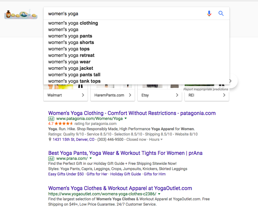 Screenshot showing google search results