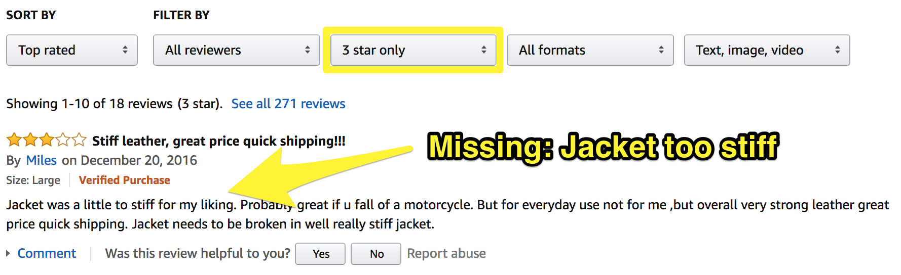 Screenshot showing an amazon review