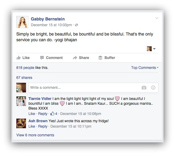 Screenshot showing a facebook post showing engagement by the poster