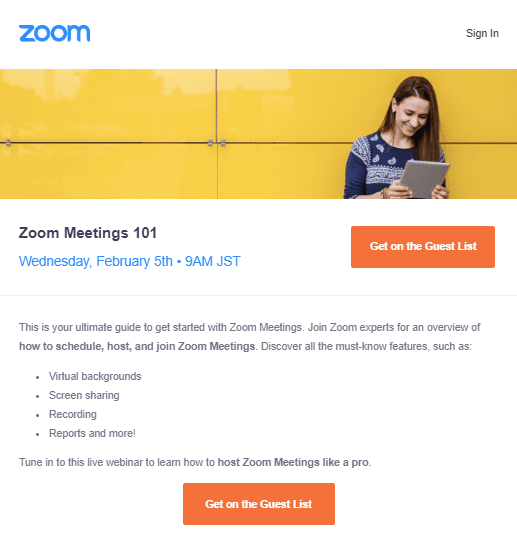 zoom webinar invitation email