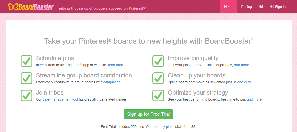 Screenshot showing boardbooster settings