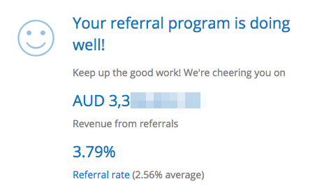 Screenshot showing stats for a referral program