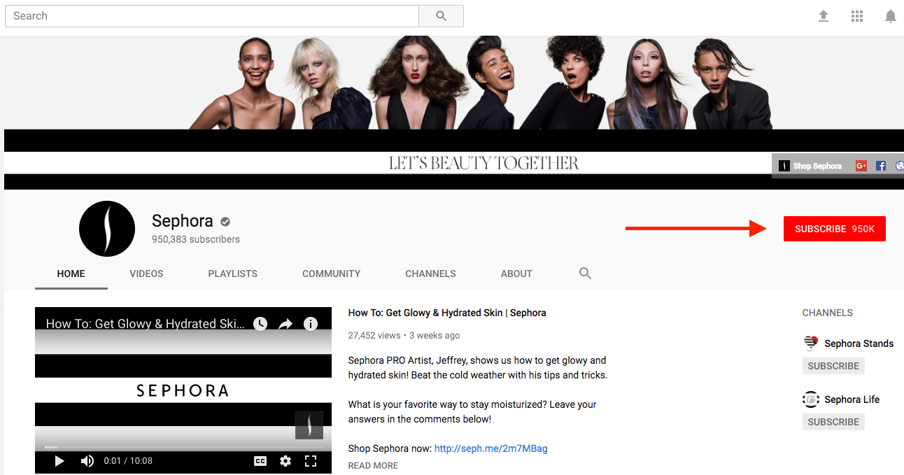 Screenshot showing sephora