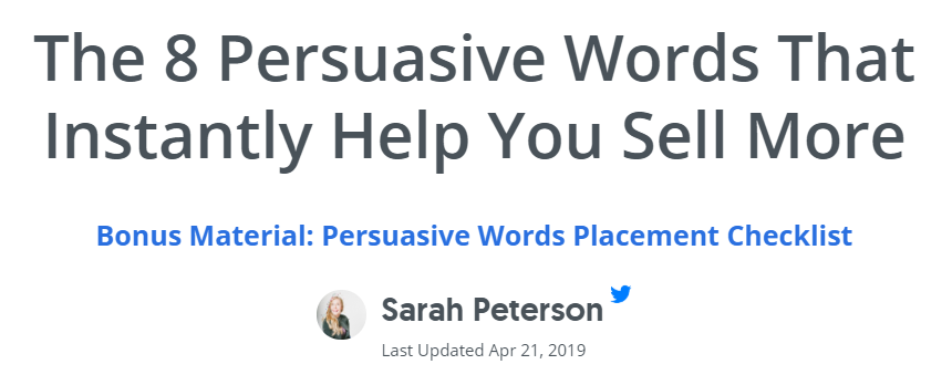 Sumo.com blog post - The 8 Persuasive Words That Instantly Help You Sell More