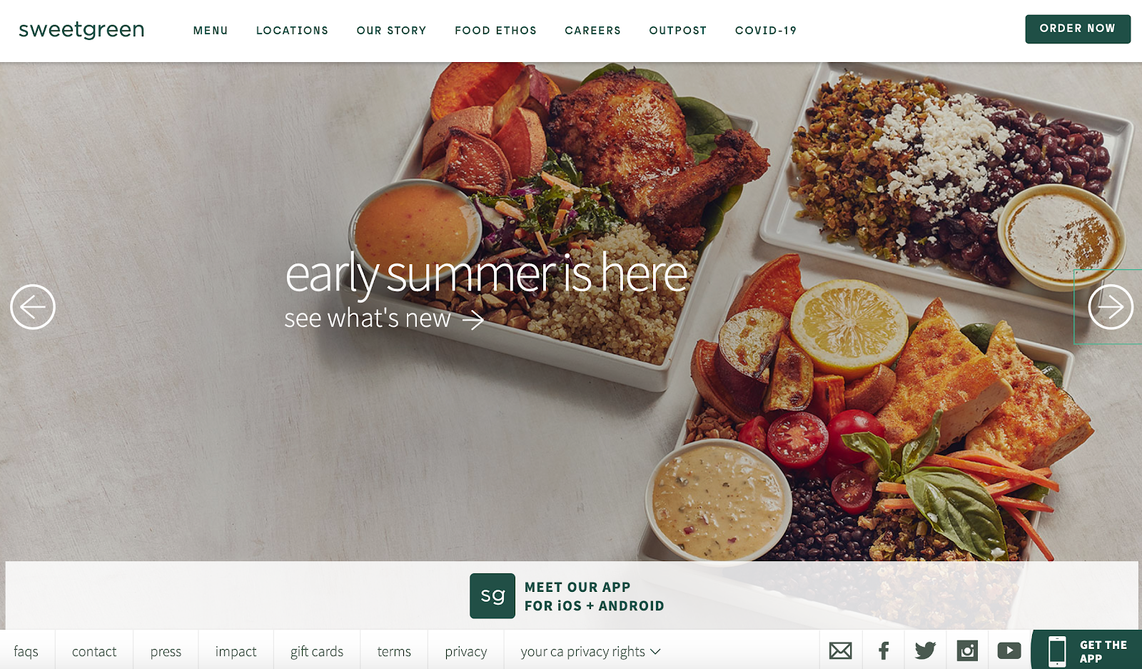  Sweetgreen homepage