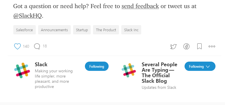 Screenshot showing a CTA on a Slack article about contacting them