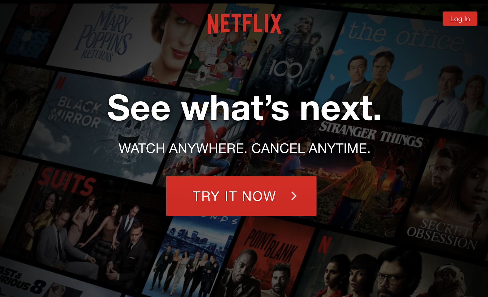 Screenshot of Netflix website