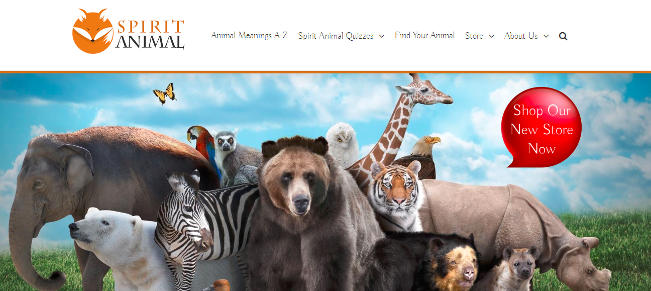 Screenshot showing a website with animals