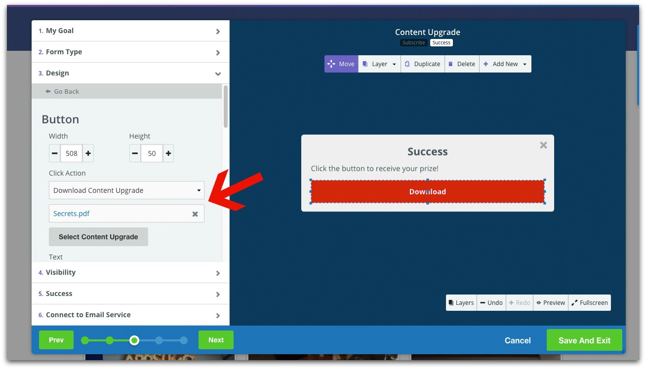 Screenshot showing Sumo popup settings page
