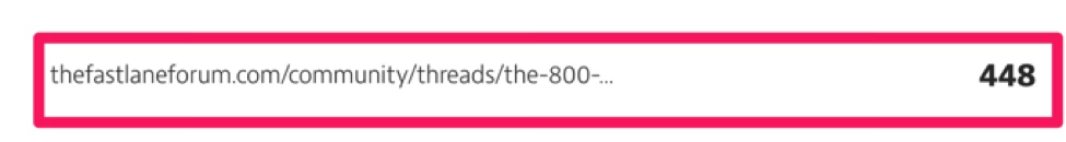 Screenshot showing traffic from the fastlane forum