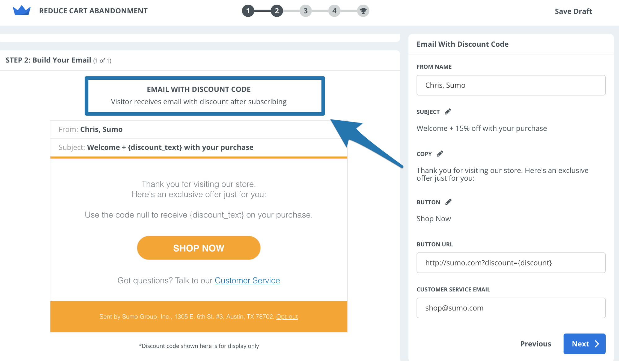 Screenshot of settings on the Sumo dashboard