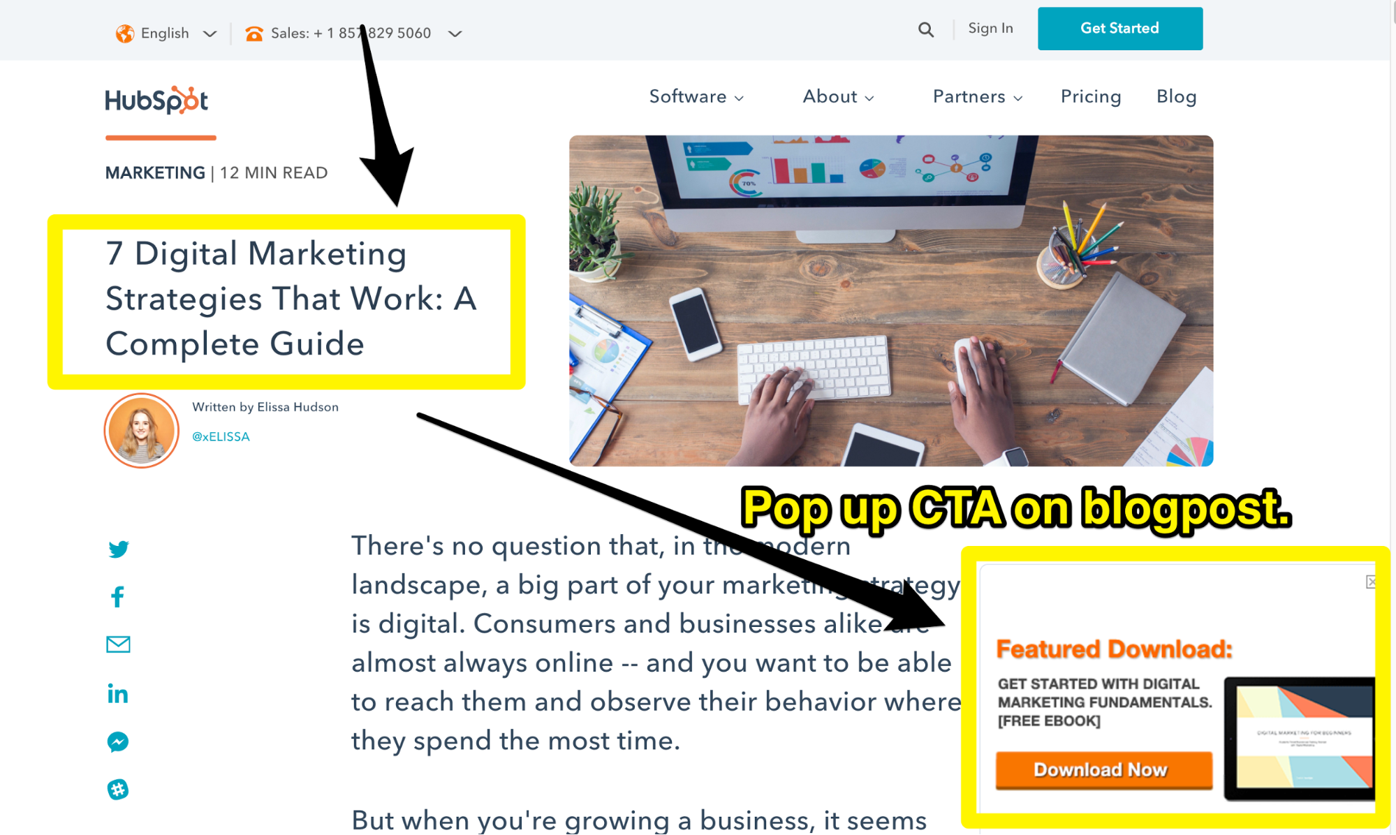 Screenshot showing an article by hubspot