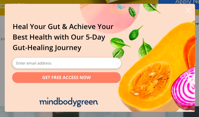 Screenshot of MindBodyGreen pop-up form