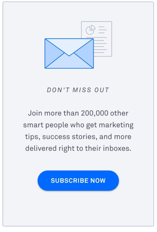 How To Build An Email List: Screenshot of Sumo static sign-up form