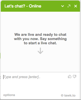 Screenshot showing a live chat popup