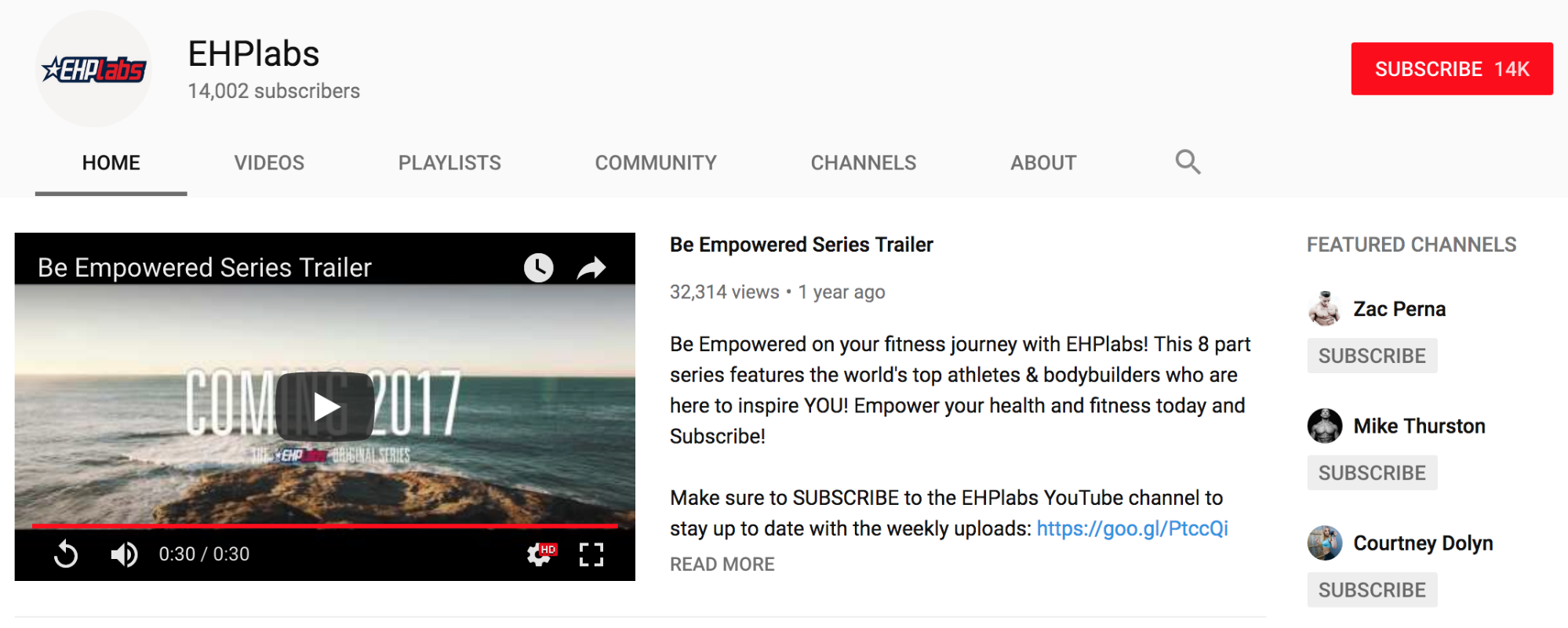 Screenshot showing a Youtube profile