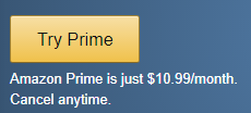 Screenshot showing the try prime button on amazon