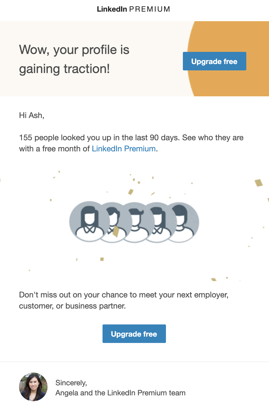 Screenshot of email from LinkedIn