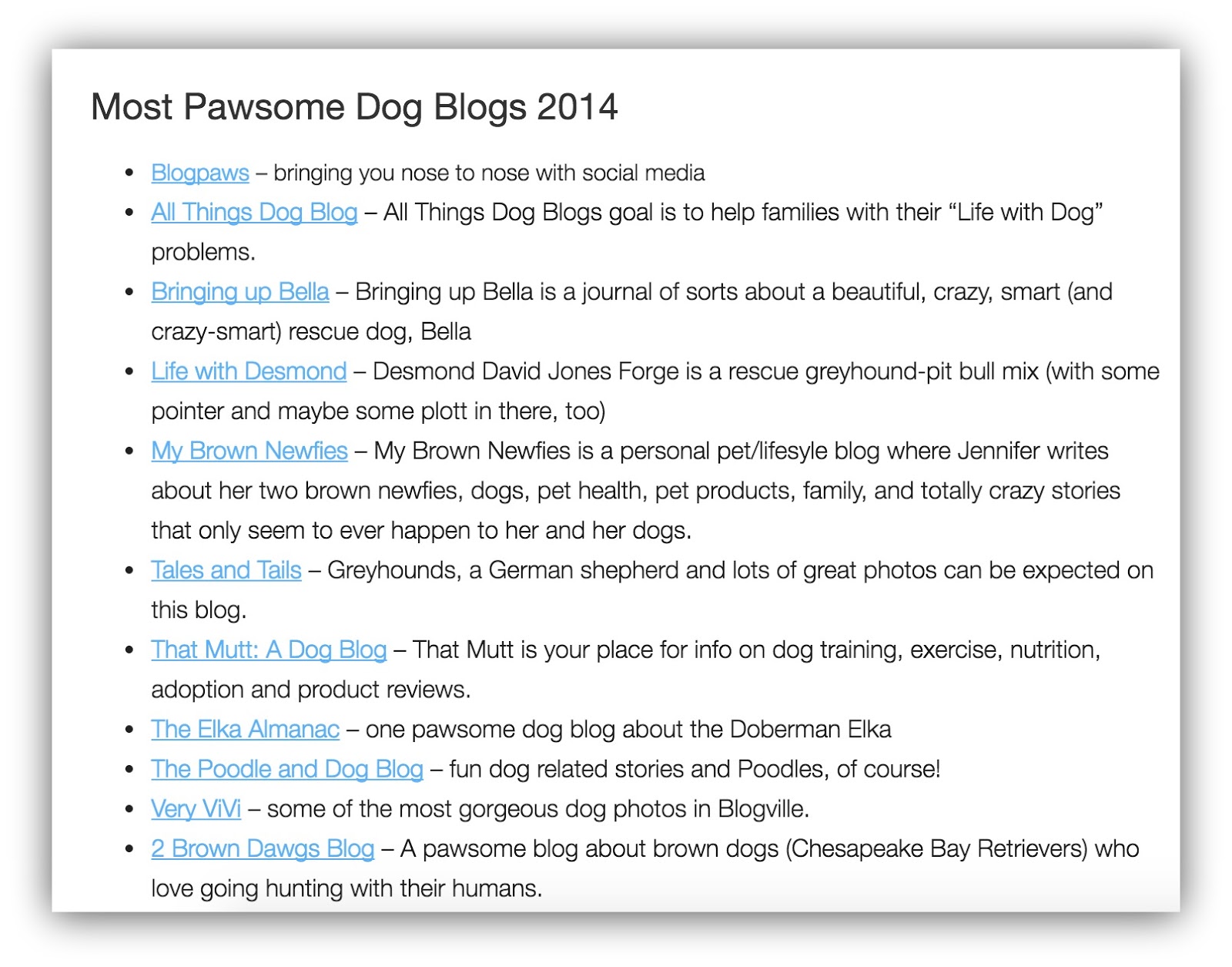 top dog blogs in 2014