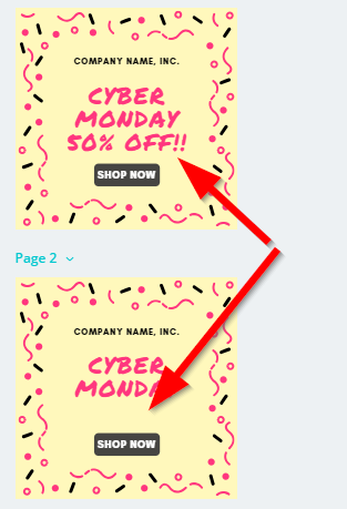 Screenshot showing two cyber monday promo banners