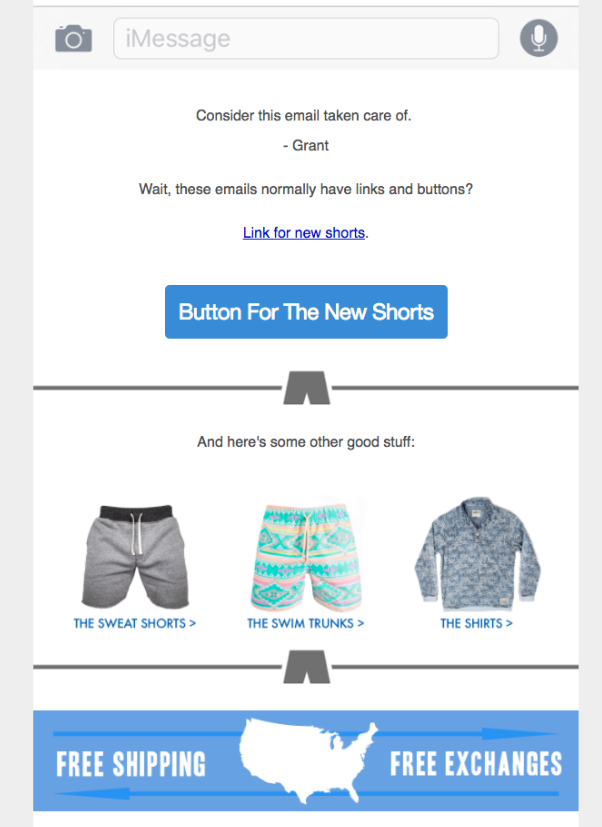 Screenshot of Chubbies email