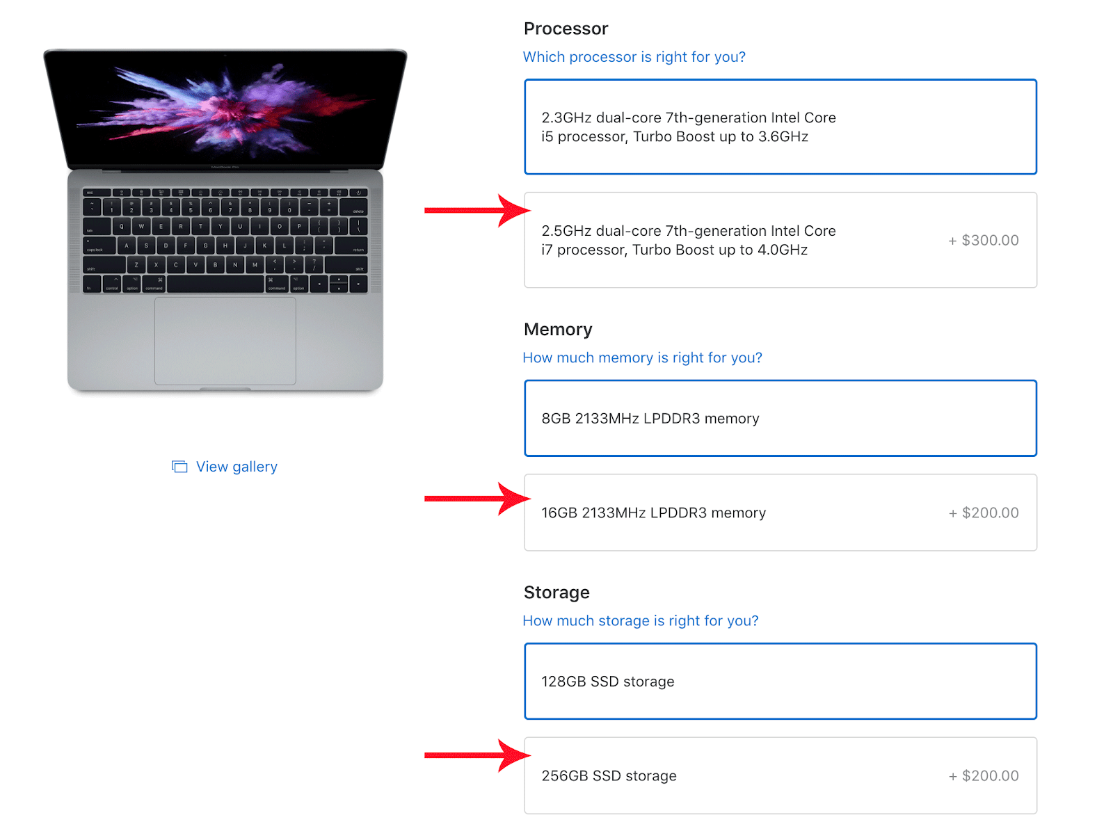 Screenshot showing purchasing options on a product page