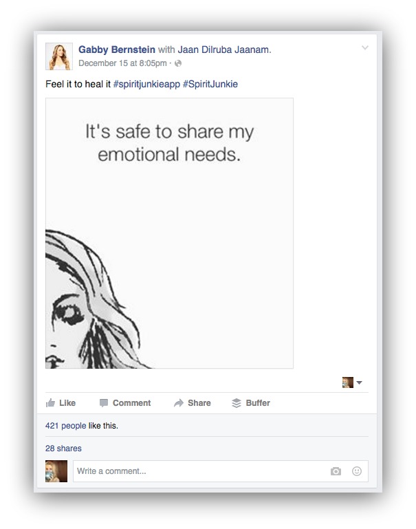 Screenshot showing a facebook post