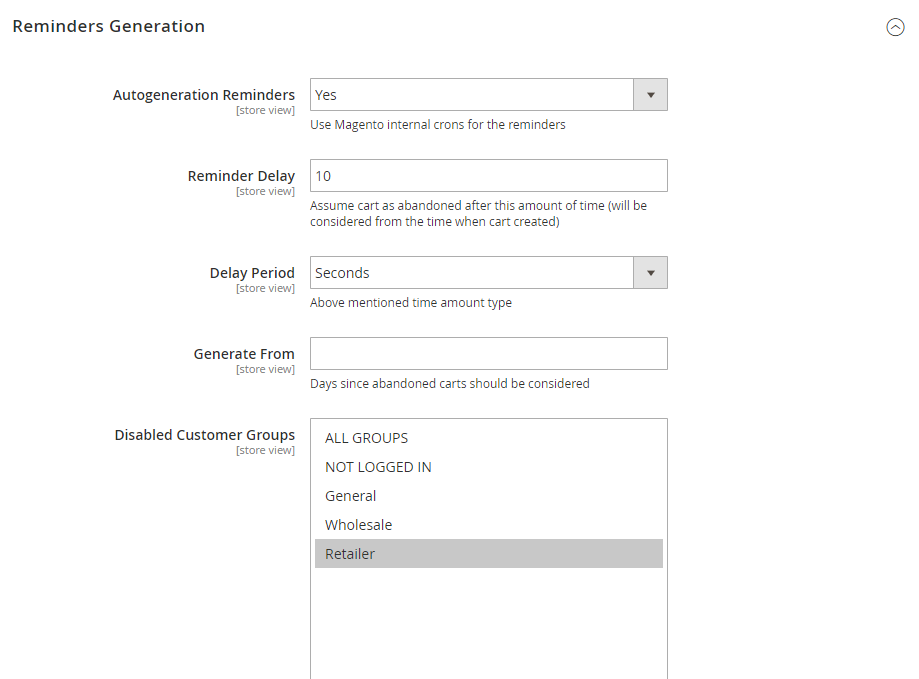 Screenshot showing the settings page for a magento plugin