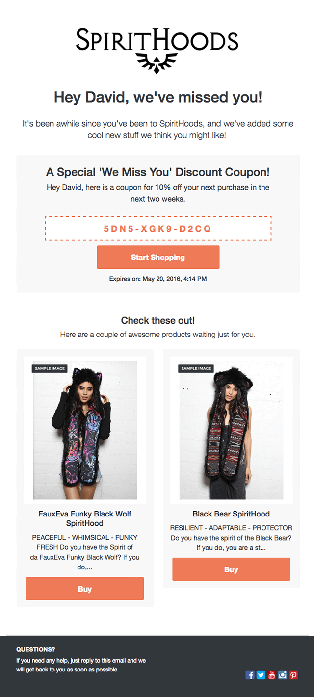 Screenshot showing an email by spirithoods