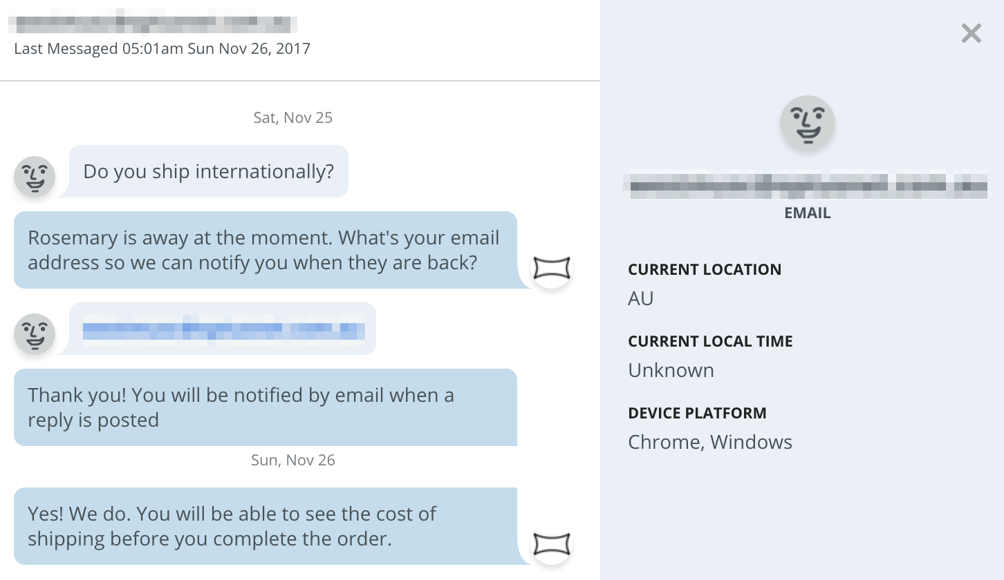 Screenshot showing a chatbot conversation