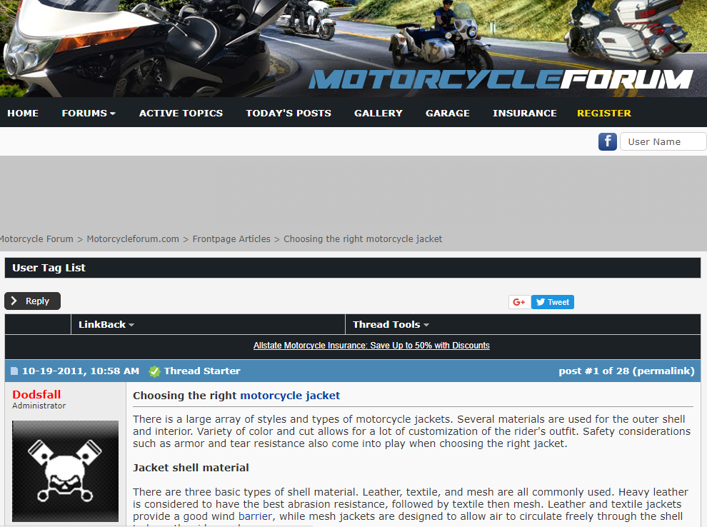 Screenshot showing a forum post