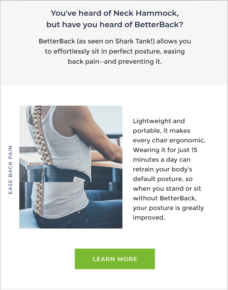THE TESTIMONIALS & CROSS-SELL EMAIL BY NECK HAMMOCK