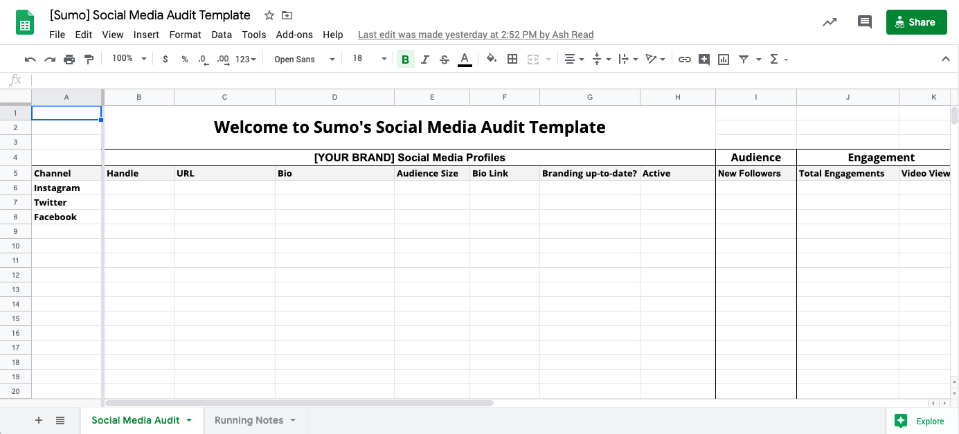 SOCIAL MEDIA AUDIT TEMPLATE