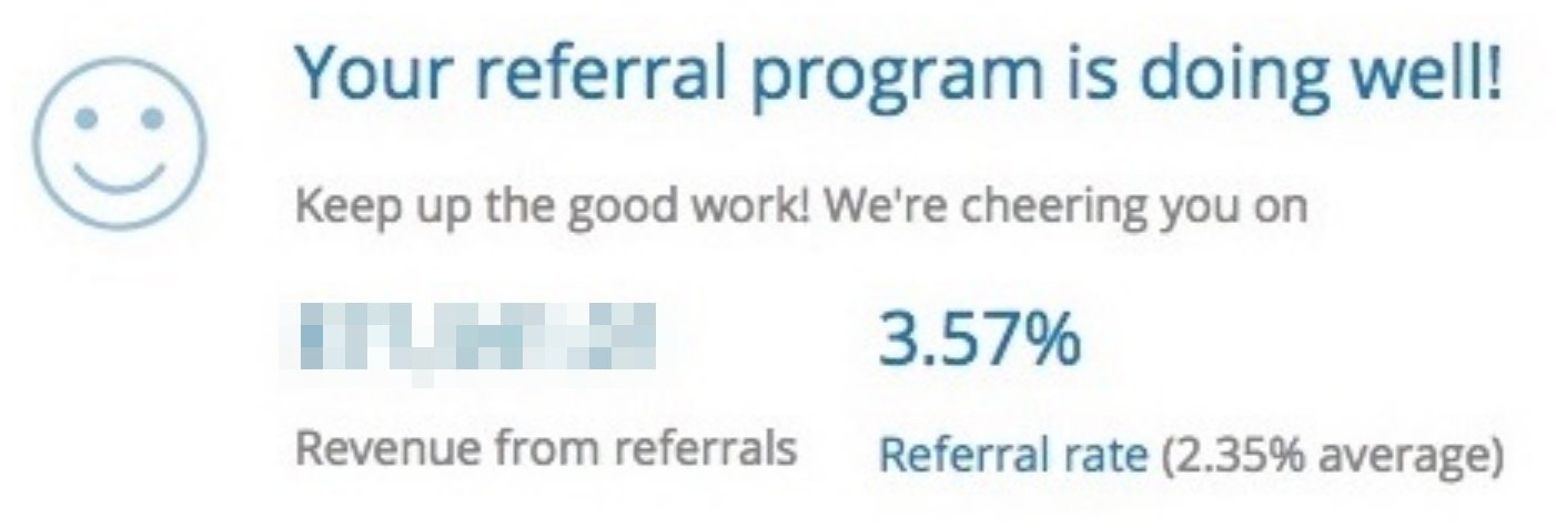 Screenshot showing stats for a referral program