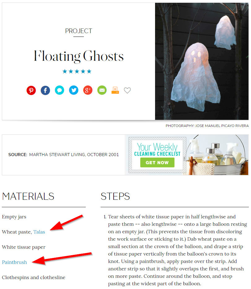 Screenshot showing a site with Halloween content