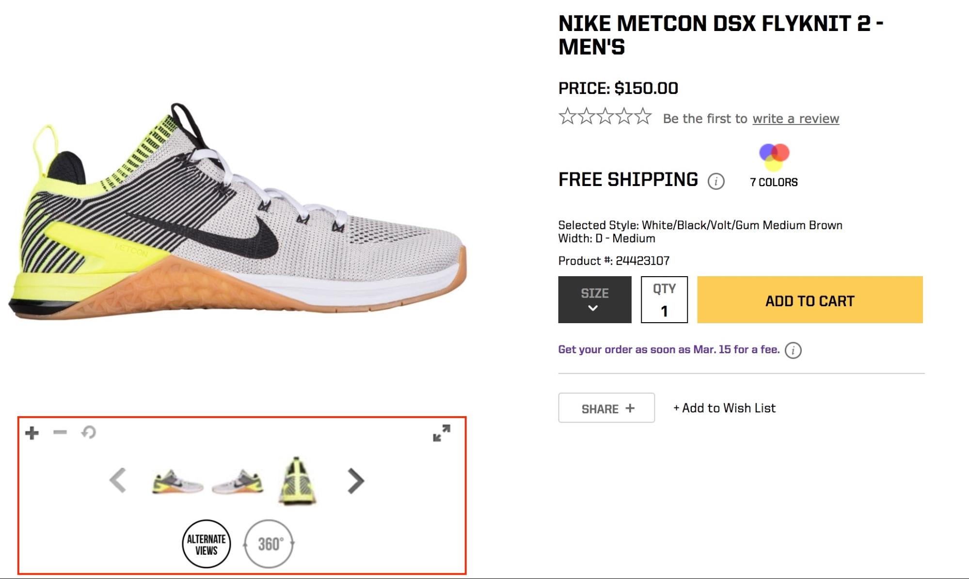 Screenshot showing ecommerce product page