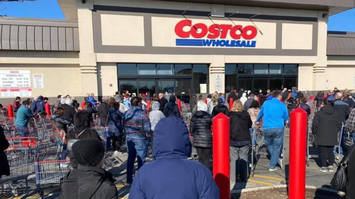 People went to buy necessities at Costco Wholesale during coronavirus pandemic