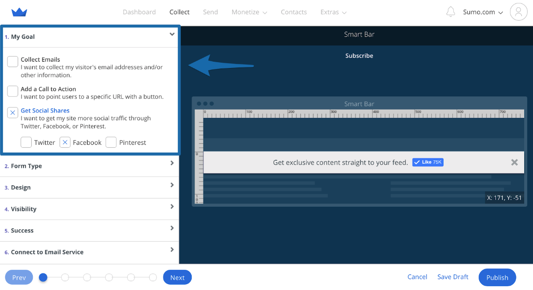 Screenshot showing Sumo form creating page