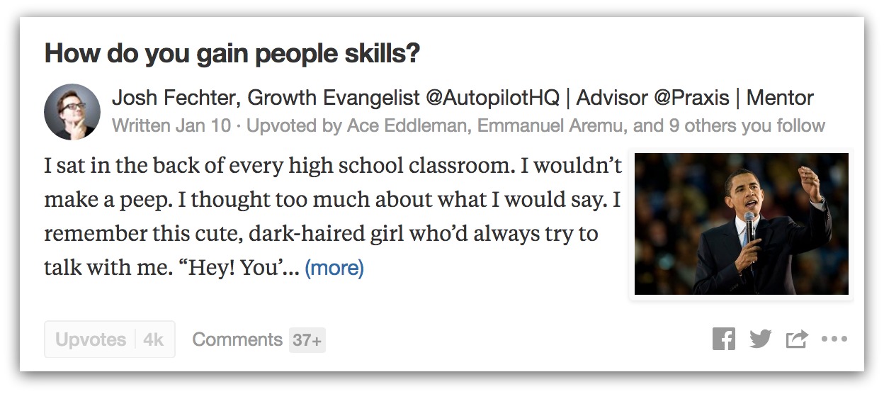 Screenshot of an answer by Josh Fechter on Quora